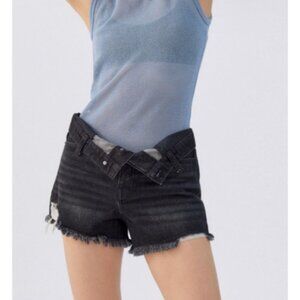 BDG Urban Outfitters Black Foldover Jean Shorts Size 28 / 6 Cut Off Denim